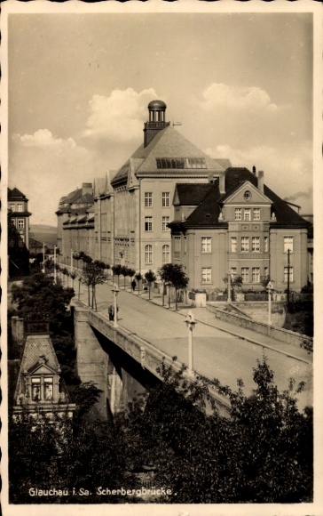 Postcard Glauchau in Saxony, Scherbergbrücke