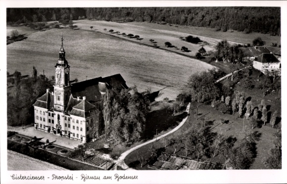 Ak Birnau Uhldingen Mühlhofen am Bodensee, Fliegeraufnahme, Cistercienser-Propstei