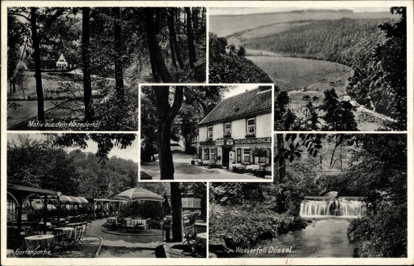Postcard Erkrath in North Rhine-Westphalia, Düssel waterfall, Neander cave inn, Neandertal