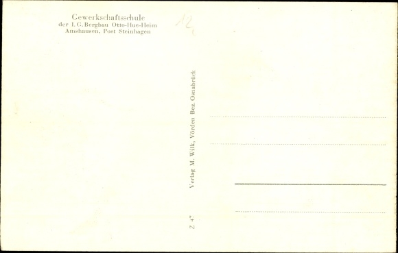 Postcard Amshausen Steinhagen Westfalen, Union School, Otto Hue Heim