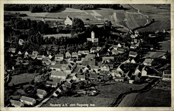 Postcard Neuburg an der Kammel in Swabia Bavaria, aerial photograph