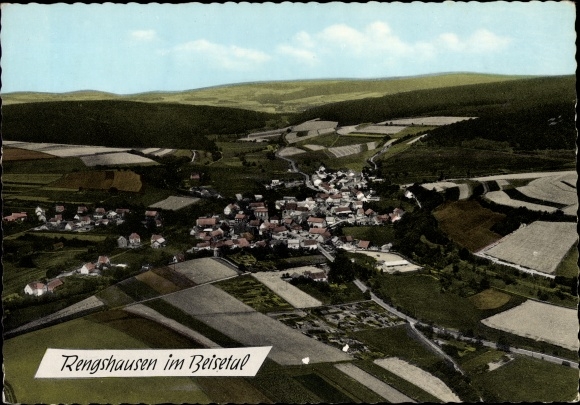Ak Rengshausen Knüllwald in Hessen, Luftaufnahme