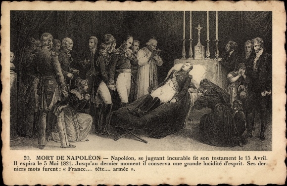 Artist Postcard Mort de Napoleon, deathbed, laying out