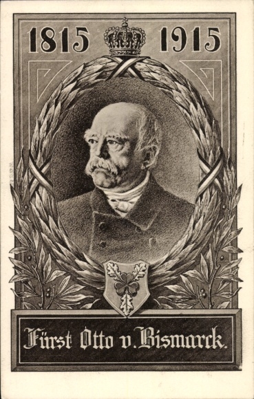 Postwaardestuk Prins Otto von Bismarck, portret, lauwerkrans, 1815-1915, PP 32 C 41