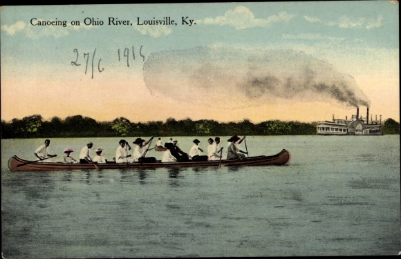 Ansichtkaart Louisville Kentucky USA, kanoën op de Ohio River