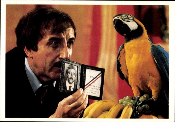 Postcard actor Peter Sellers and parrot Ara