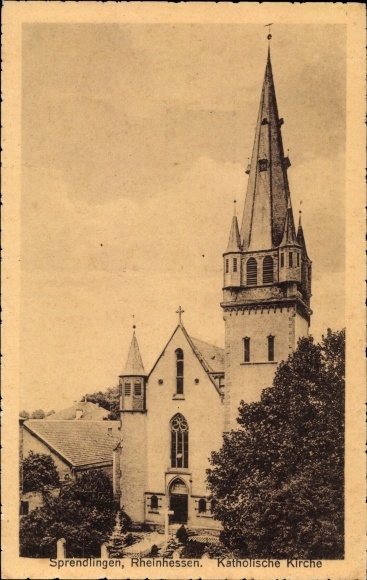 Ansichtkaart Sprendlingen in Rheinhessen, katholieke kerk