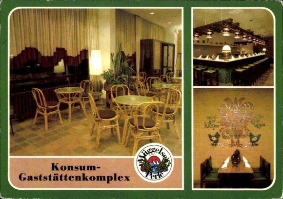 Ak Berlin Köpenick, Konsum-Gaststättenkomplex Müggelsee-Perle, Eiscafe, Grillbar