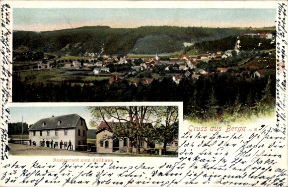Ak Berga an der Elster Thüringen, Aussicht auf  Restaurant zum Zollhaus, Landschaftsbilder