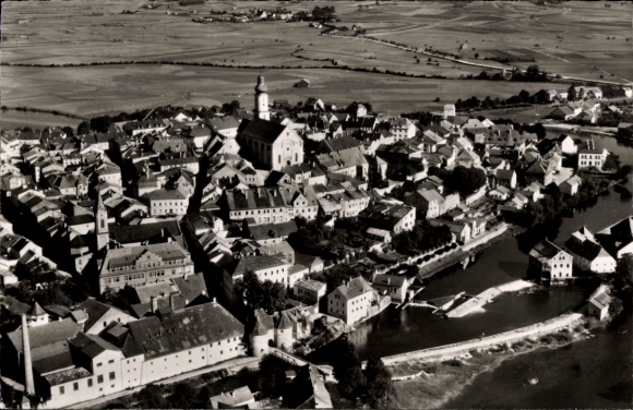 Postcard Cham in the Upper Palatinate, aerial photograph