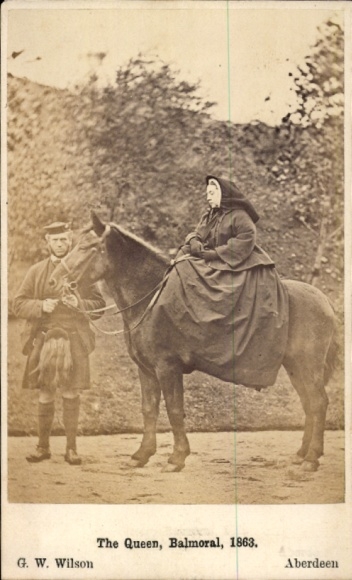 CDV Queen Victoria with servant John Brown, Balmoral 1863