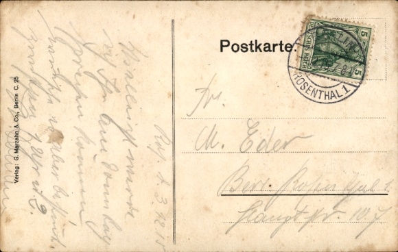 Postcard Give us this day our daily bread, iron age, bread card Berlin and neighboring towns, I. WK