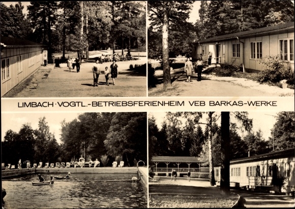 Postcard Limbach in the Vogtland, company holiday home VEB Barkas works, vehicle accessories works Ronneburg