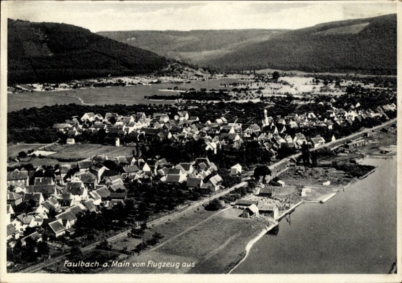 Postcard Faulbach am Main Lower Franconia, aerial photograph