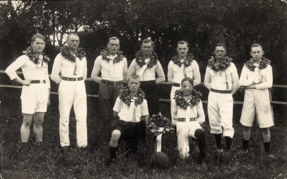 Postcard Stelle in Lauenburg, men, group photo, award ceremony