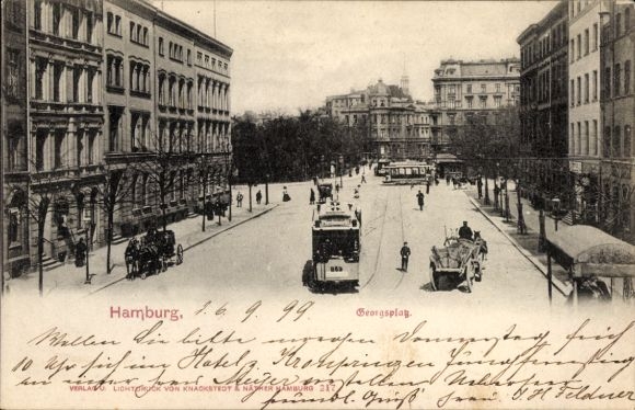 PC Hamburg Mitte St. Georg, Georgsplatz, trams, buildings, old atmosphere, from 1899