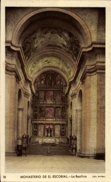 CPA San Lorenzo de l'Escorial Madrid, Monastère de l'Escorial, Basilika