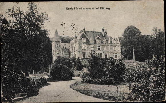 Postcard Merkeshausen Oberpierscheid in der Eifel, Schloss Merkeshausen