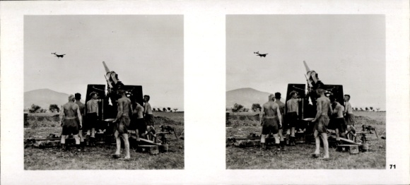 Stereo spatial image photo Flying and Winning No. 71, Flaks in Greece