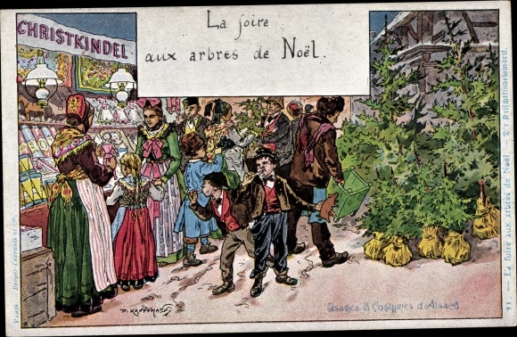 Artist PC Kauffmann, Usages et Costumes d&#39;Alsace, Alsatian customs and costumes, Krischtkindelsmärik