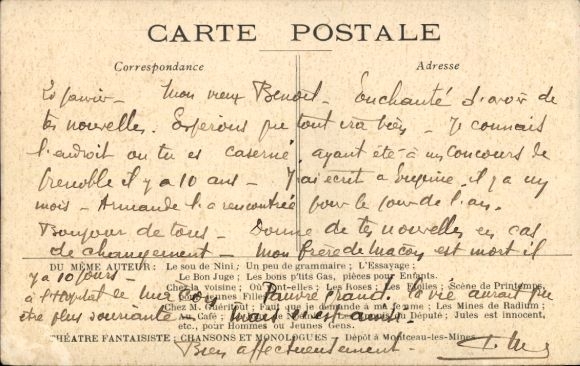 Song Postcard Antoine Mechin, Berceuse des Ondines, Tout le Monde en parle