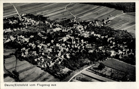 Ak Deuna Niederorschel im Eichsfeld Thüringen, Fliegeraufnahme