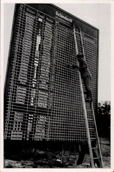 Collection picture of the 1936 Olympics, cross-country ride in Döberitz, scoreboard
