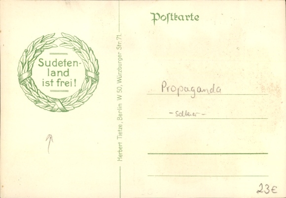 Maps Postcard Greater Germany, Sudetenland connection, Liberation Day