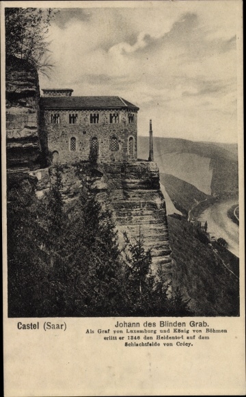 Postcard Kastel Staadt an der Saar, Klause Kastel, Grave of John the Blind