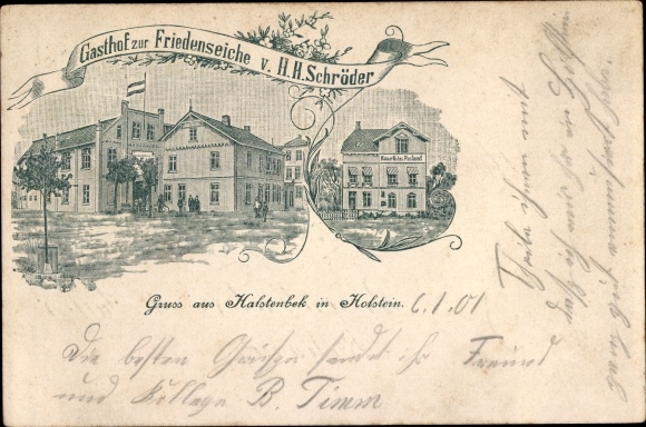 litho Halstenbek in Holstein, Gasthof zur Friedenseiche