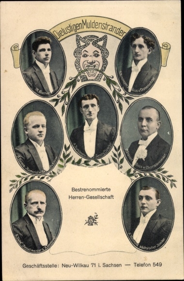 Postcard Wilkau Haßlau in Saxony, the funny Muldenstrander, best-known gentlemen society
