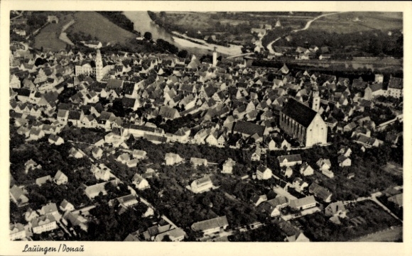 Ak Lauingen aan de Donau Schwäbische Alb, luchtfoto