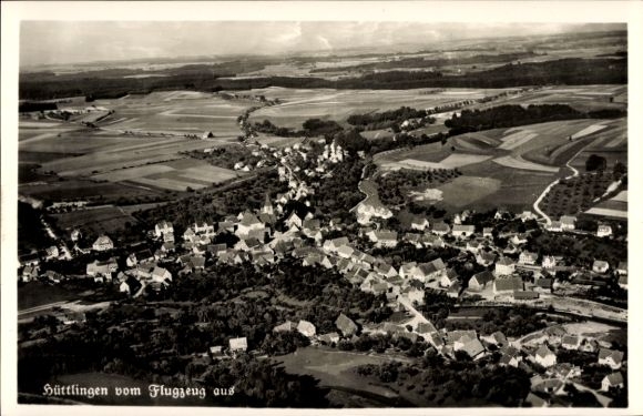 Postcard Hüttlingen in Württemberg, aerial photograph