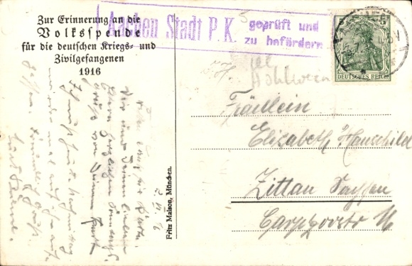 Artist Postcard Hohlwein, Ludwig, People's Donation for the German Prisoners of War and Civilians 1916