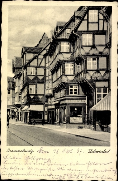 Ak Braunschweig in Niedersachsen,  Flohwinkel, Fachwerkhäuser, 1937