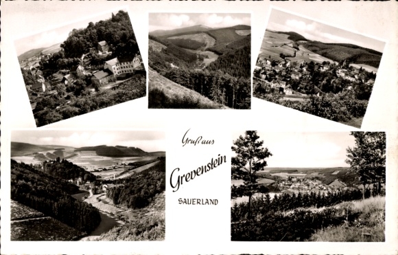 Ansichtkaart Grevenstein Meschede in het Sauerland, Restaurant zur Mühle, panorama