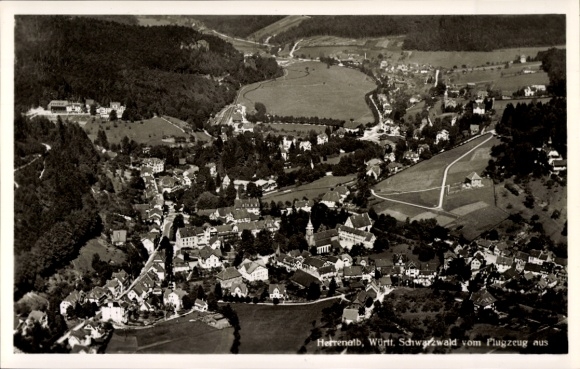 Ak Bad Herrenalb Schwarzwald, Fliegeraufnahme von der Stadt