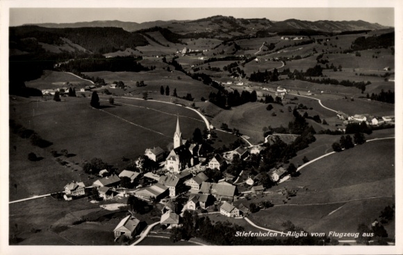 Postcard Stiefenhofen in Allgäu Swabia, aerial photograph