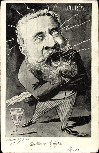 Artysta Ak Francuski polityk Jean Jaurès, karykatura