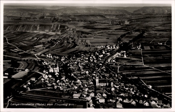 Postcard Langenlonsheim on the Nahe Pfalz, aerial photograph