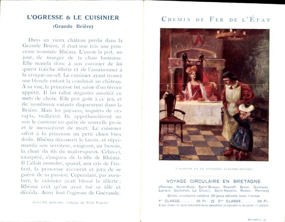 Klapp Postcard State Iron Roads, The Great Legends of Brittany, the Ogress and the Cook