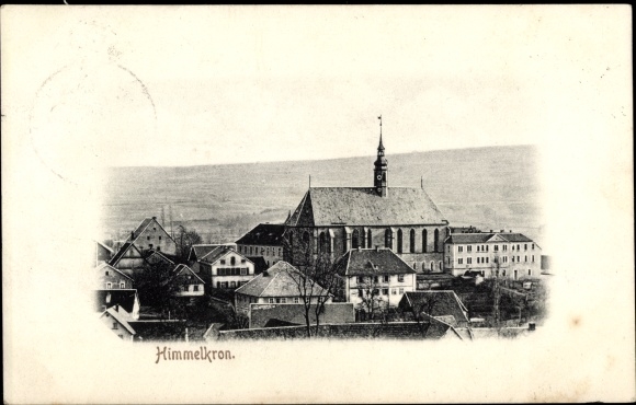 Ansichtkaart Himmelkron in Opper-Franken, gedeeltelijk zicht met kerk