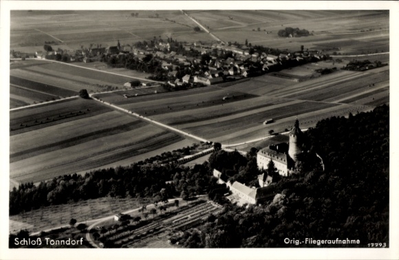 Postcard Tonndorf in Thuringia, aerial photograph, castle