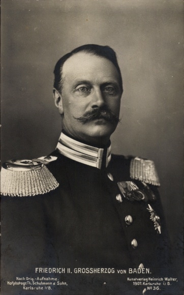 Postcard Friedrich II. Grand Duke of Baden, portrait in uniform