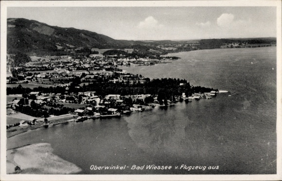 Postcard Oberwinkel Abwinkel Abwinkl Bad Wiessee am Tegernsee Upper Bavaria, aerial photograph