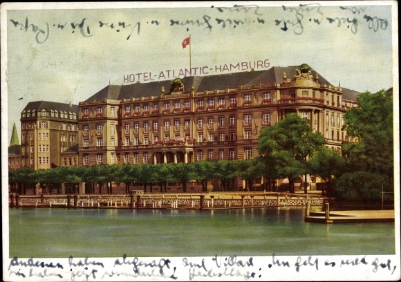 Postcard Hamburg Mitte St. Georg, Hotel Atlantic on the Outer Alster