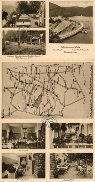 Folding maps Postcard Gemünd Schleiden in the Eifel, Urft dam, Seehof Urft dam