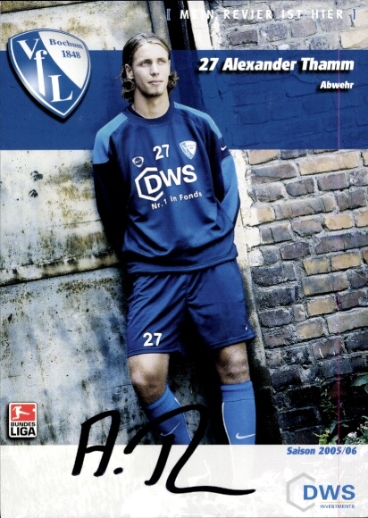 Autograph card footballer Alexander Thamm, VfL Bochum, autograph