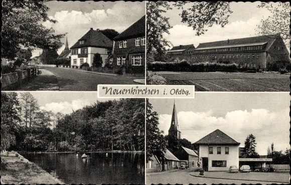 Ansichtkaart Neuenkirchen Vörden in Nedersaksen, restaurant hotel, straatgedeelte, dorpsgezicht