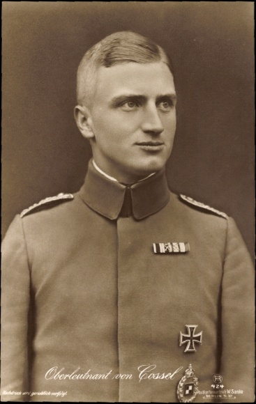Ak Kampfflieger Oberleutnant von Cossel, Portrait, Eisernes Kreuz I. Klasse